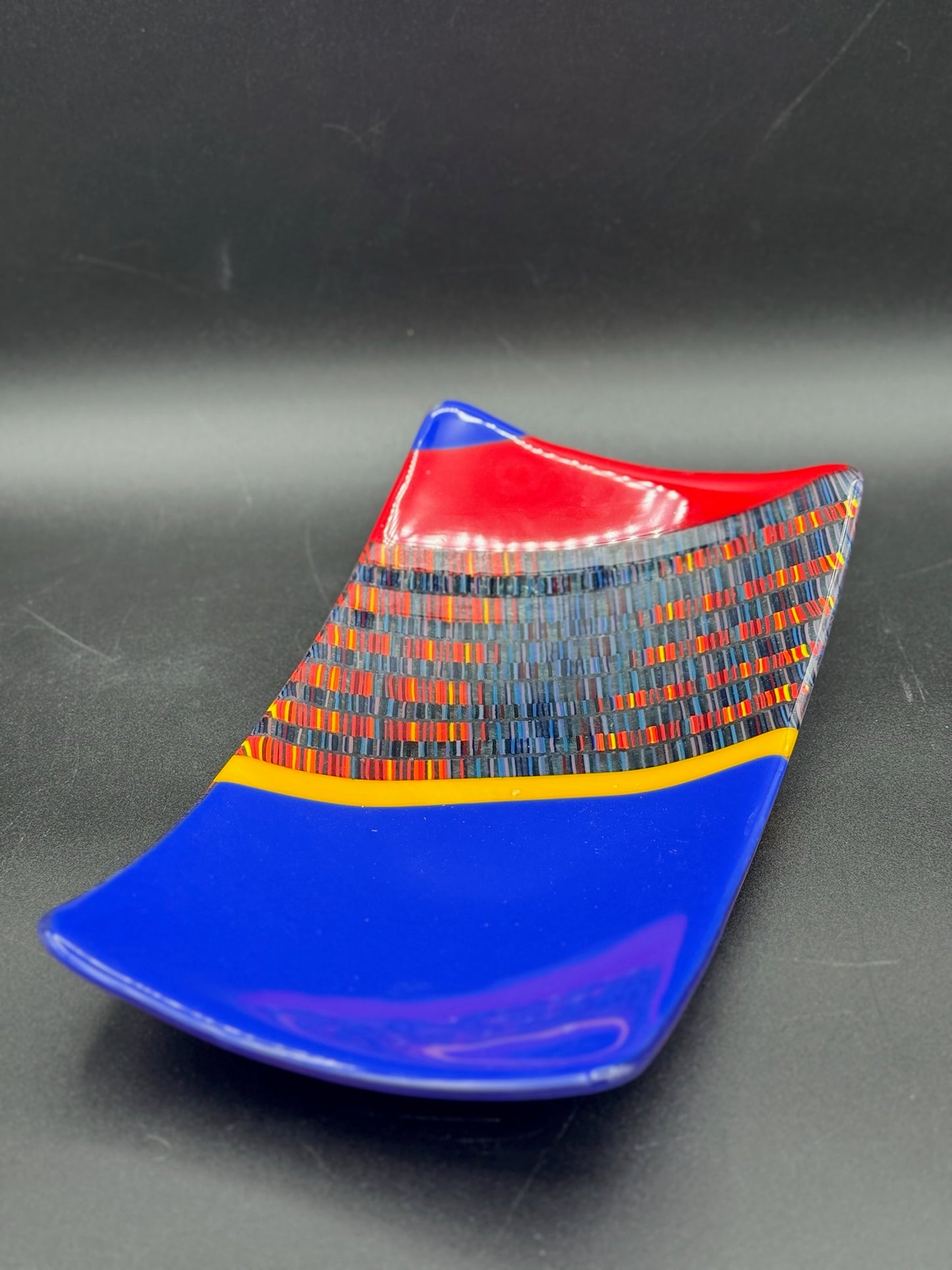 Blue, Red and Yellow Tapestry Platter
