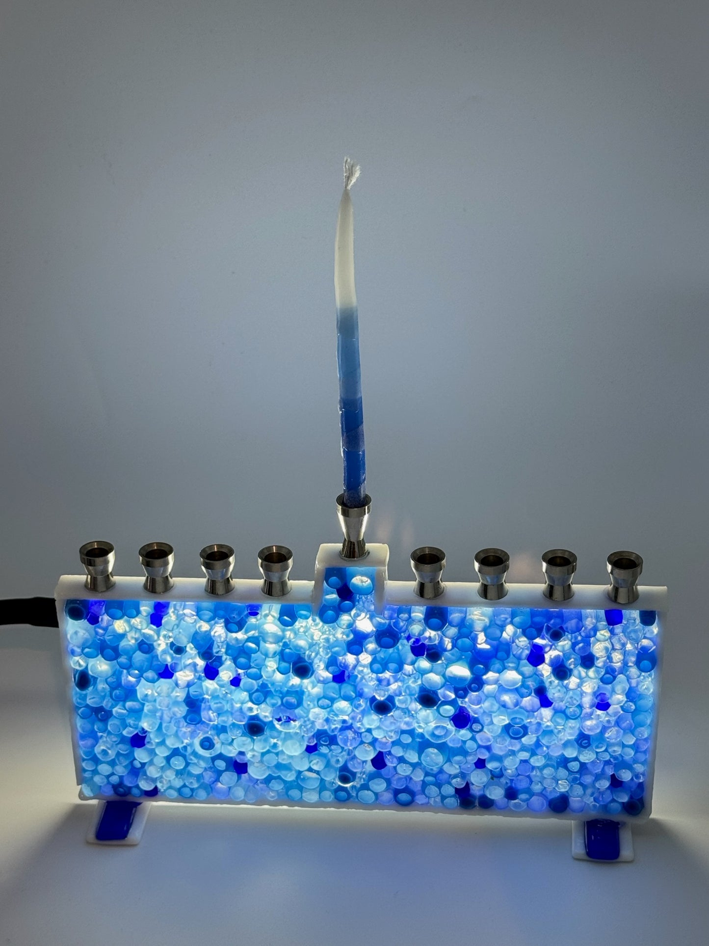 Blue bubbles menorah