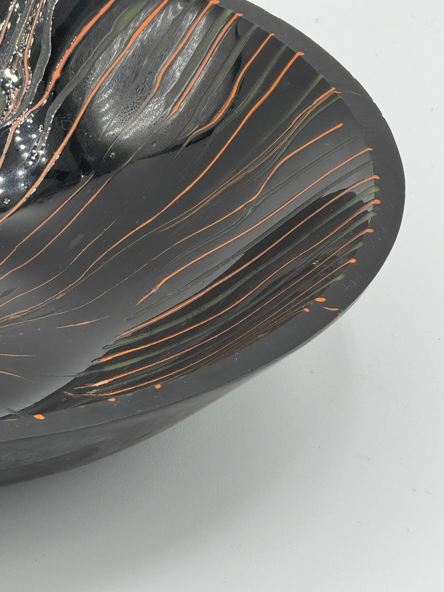 Black, Orange and Green Bowl