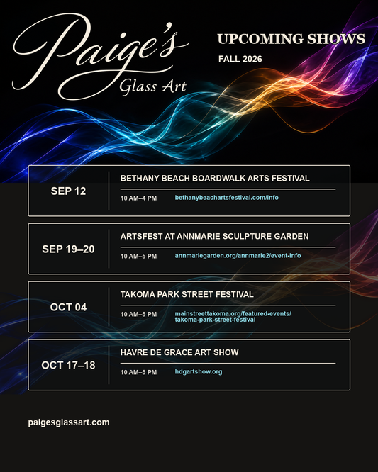 Paige’s Glass Art Fall 2026 upcoming shows calendar
