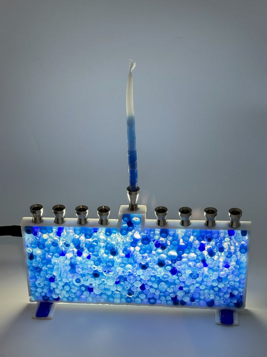 Blue bubbles menorah