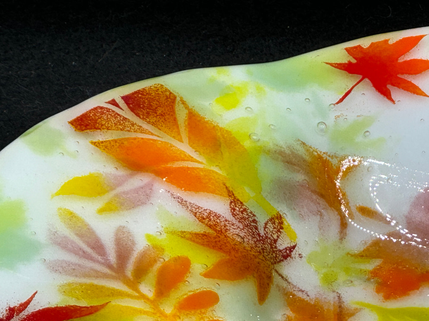 Autumn Leaves Fused Glass Plate