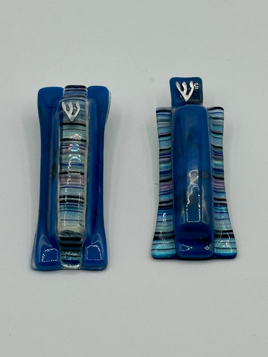 Blue Strata mezuzahs