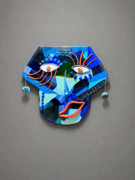 The Blue Muse, handmade glass art by Paige's Glass Art.