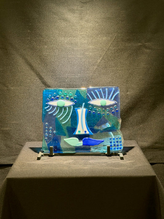 She Who Sees Through, handmade fused glass by Paige's Glass Art.