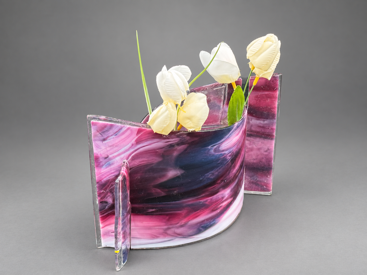 Purple Haze Vase, handmade glass art by Paige's Glass Art.