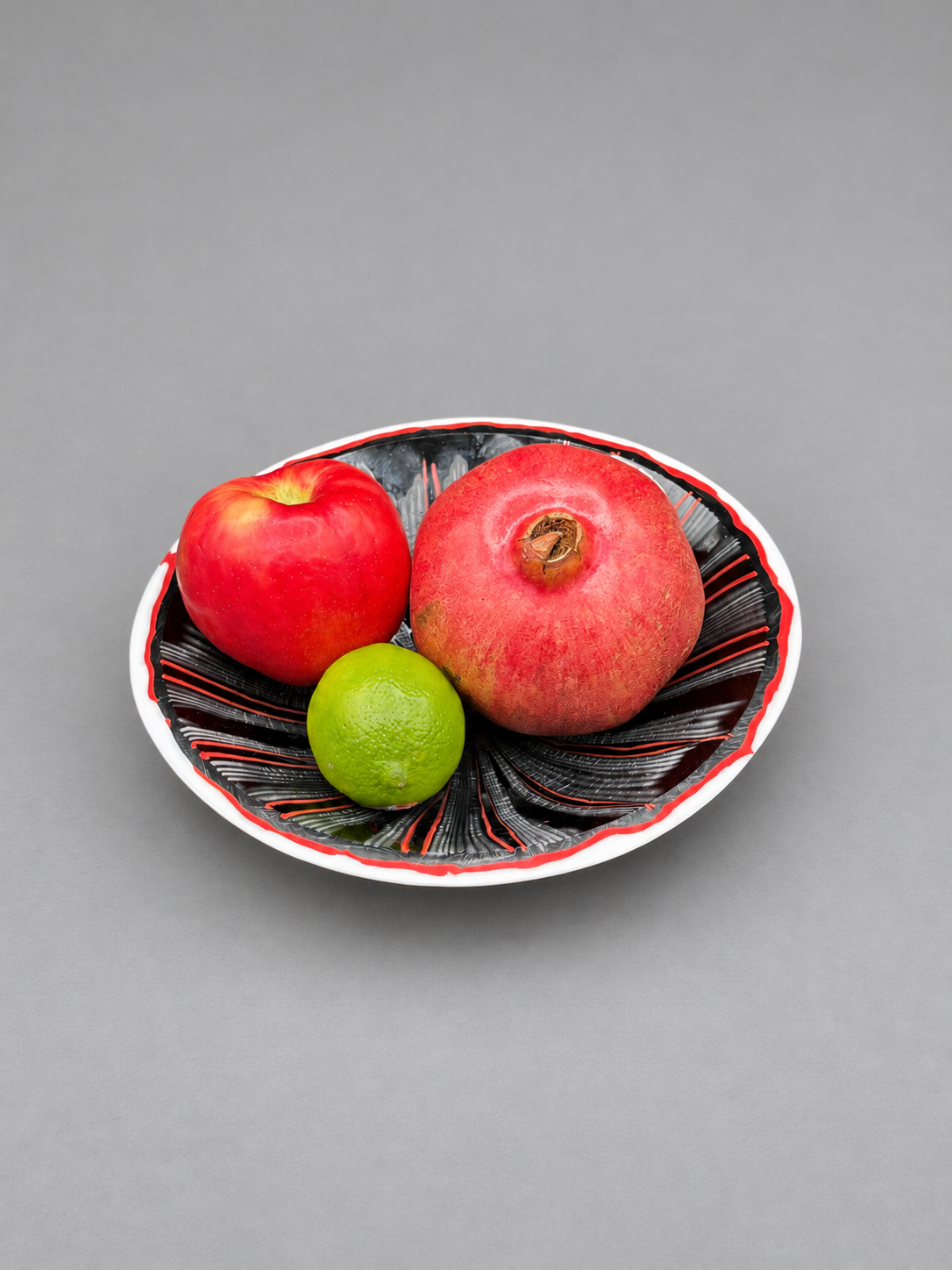 Black, Red and White Bowl, handmade glass art by Paige's Glass Art.