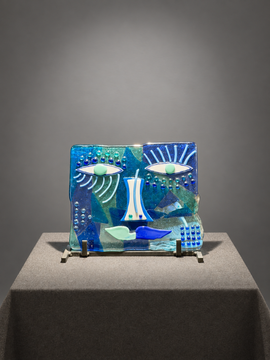She Who Sees Through, handmade fused glass by Paiges Glass Art.